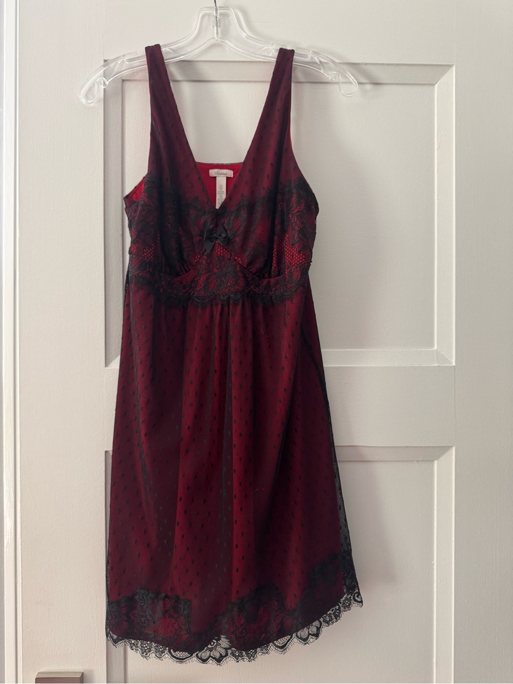 Soma Burgundy Lace-Trim Chemise Short Nightgown